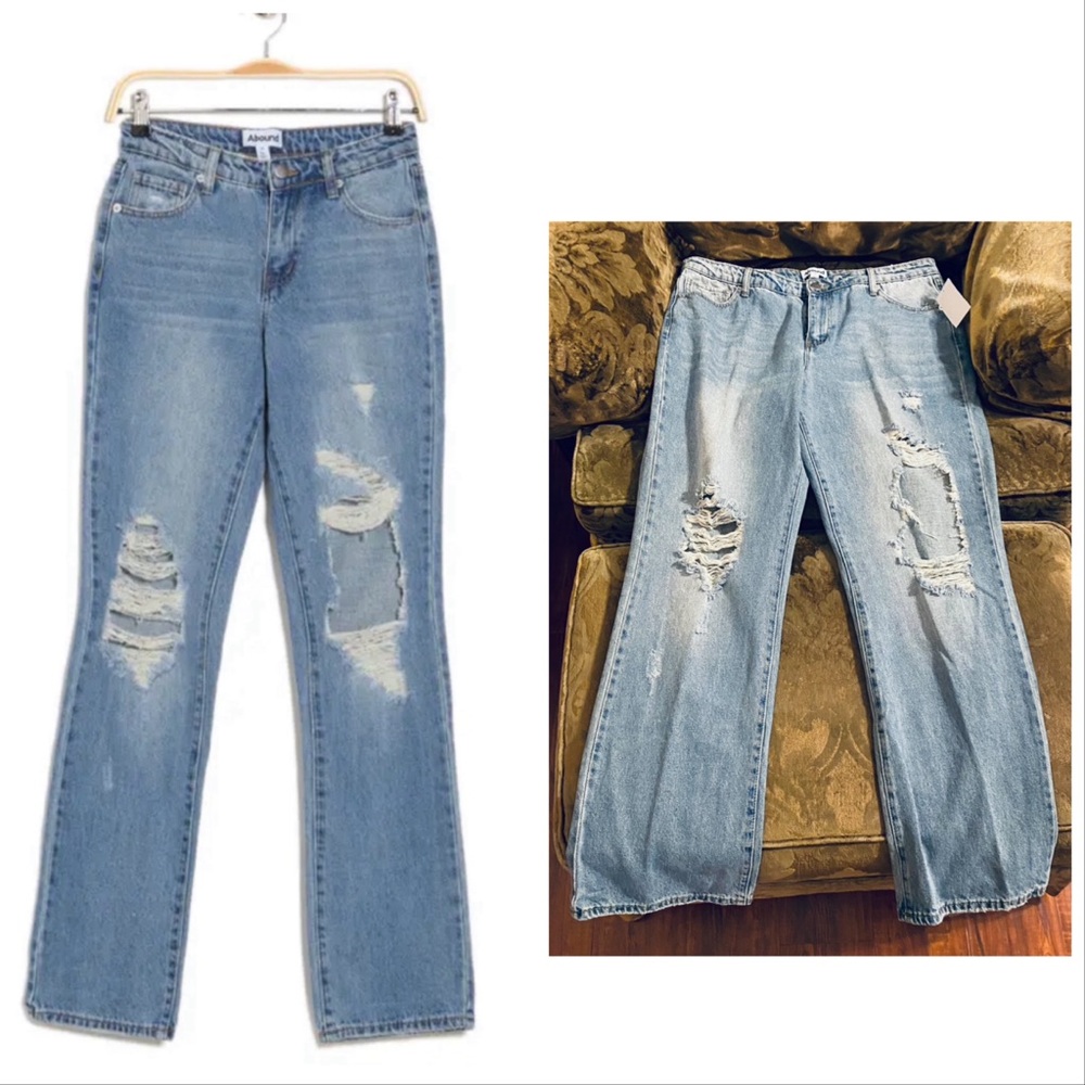 Abound Vintage Destroy Wash Distressed Relaxed Fit Jeans Size 34 New with Tags